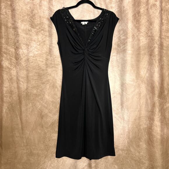 Vintage Y2K London Times Beaded Sequin Twist Top Sheath Dress Black Whimsigoth - Picture 8 of 8